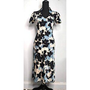 DIANE Von FURSTENBERG DVF Silk Floral Dolman Sleeve Tunic Dress Size 2 Collared